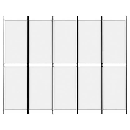 vidaXL 5-Panel Room Divider White 250x200 cm Fabric