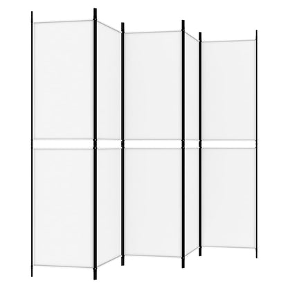 vidaXL 5-Panel Room Divider White 250x200 cm Fabric