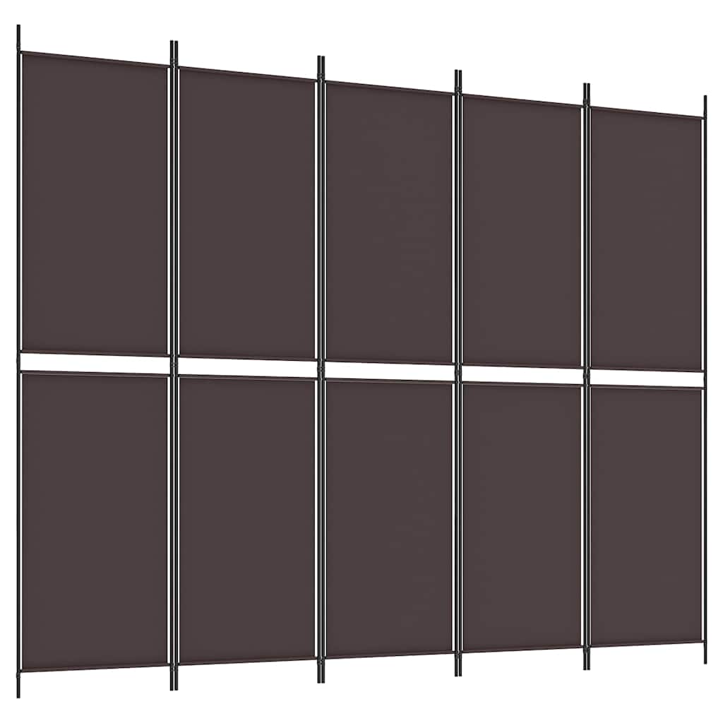 vidaXL 5-Panel Room Divider Brown 250x200 cm Fabric