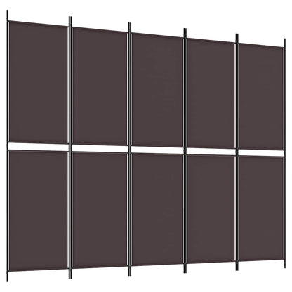 vidaXL 5-Panel Room Divider Brown 250x200 cm Fabric