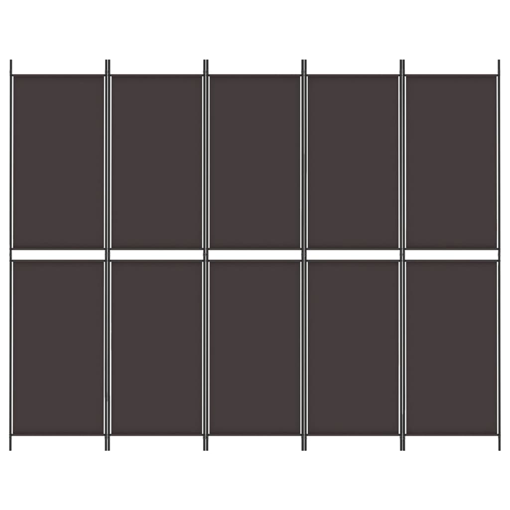 vidaXL 5-Panel Room Divider Brown 250x200 cm Fabric