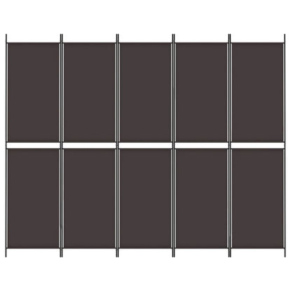 vidaXL 5-Panel Room Divider Brown 250x200 cm Fabric