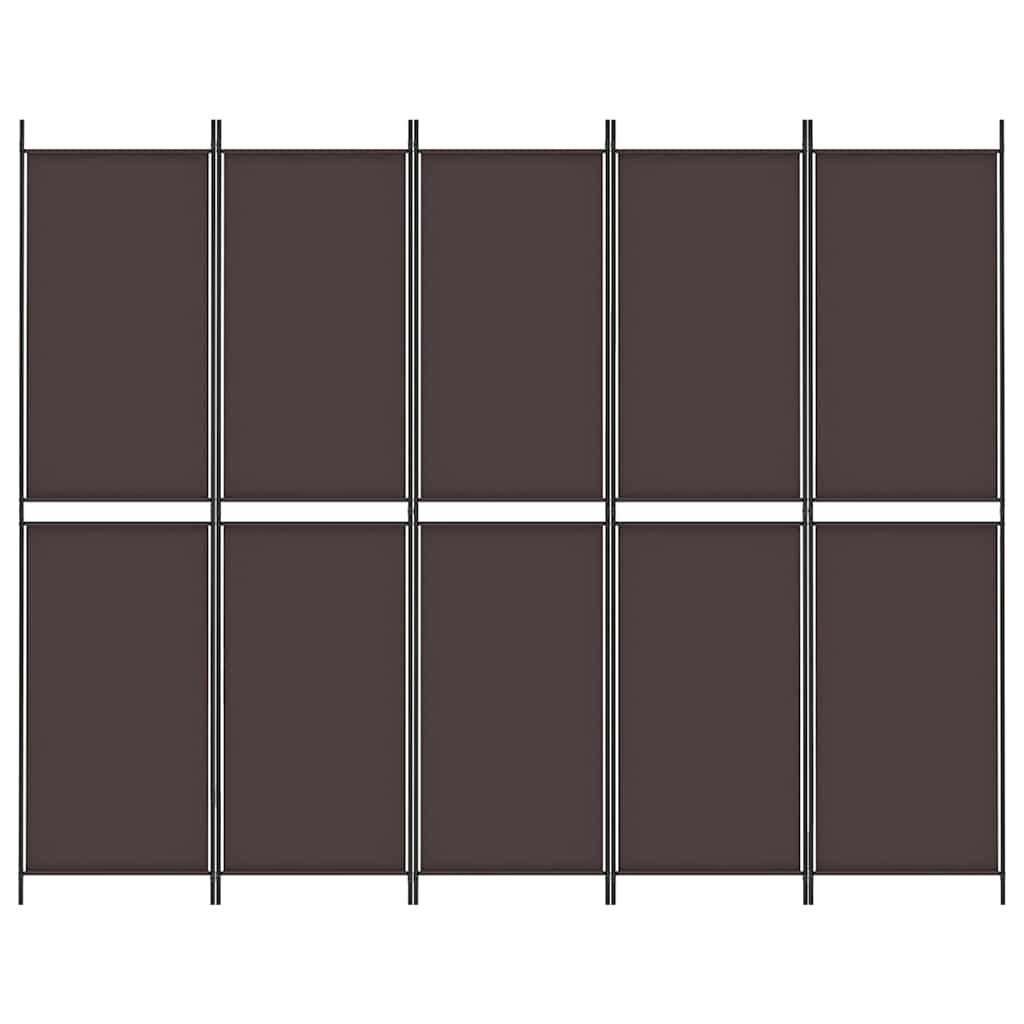 vidaXL 5-Panel Room Divider Brown 250x200 cm Fabric