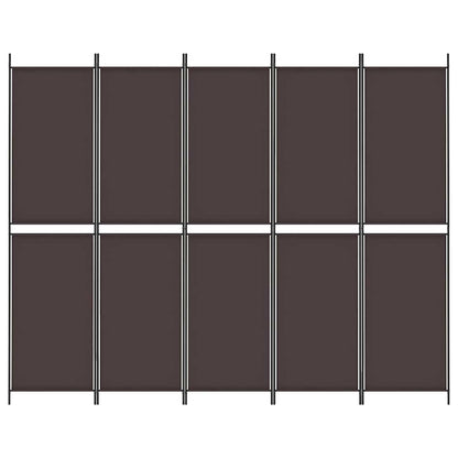 vidaXL 5-Panel Room Divider Brown 250x200 cm Fabric