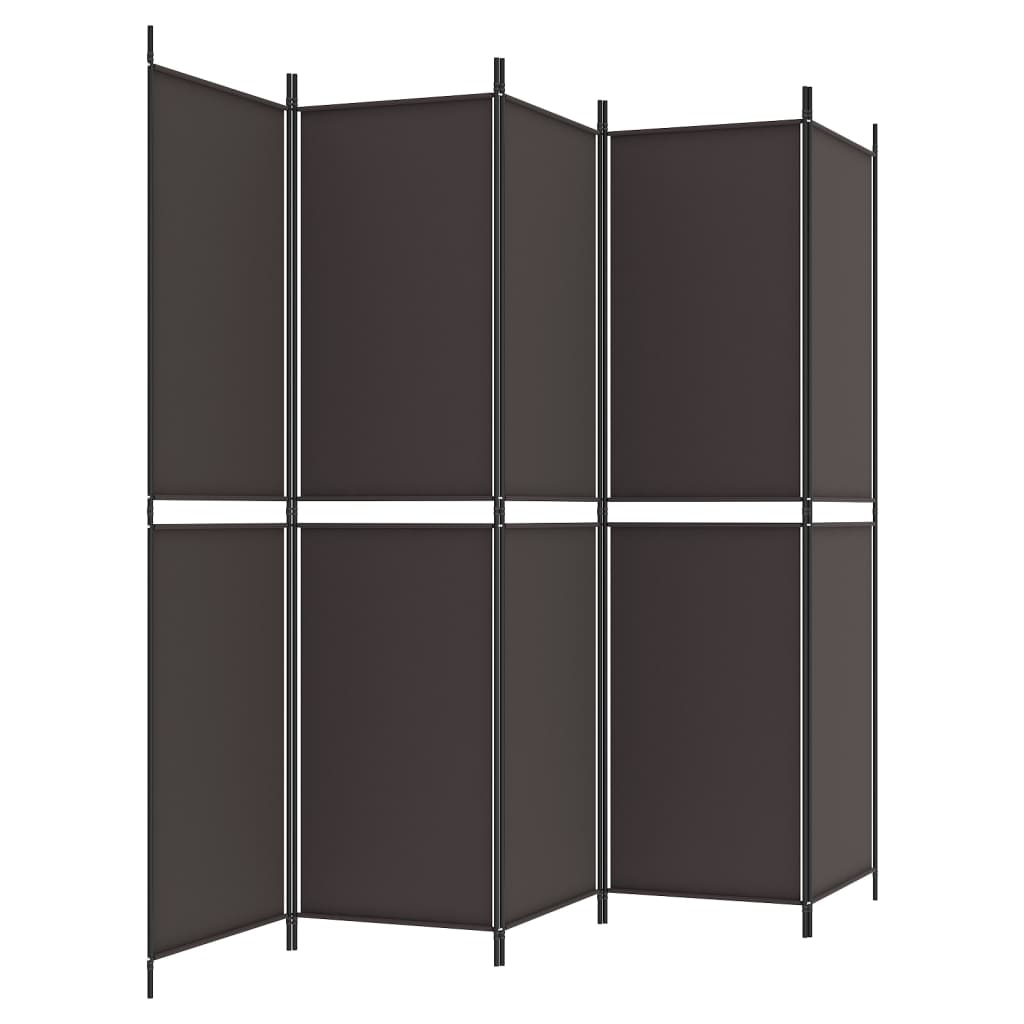 vidaXL 5-Panel Room Divider Brown 250x200 cm Fabric