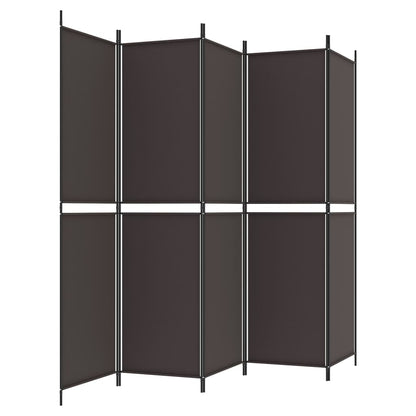 vidaXL 5-Panel Room Divider Brown 250x200 cm Fabric