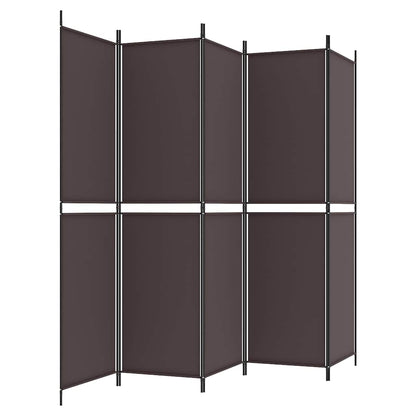 vidaXL 5-Panel Room Divider Brown 250x200 cm Fabric