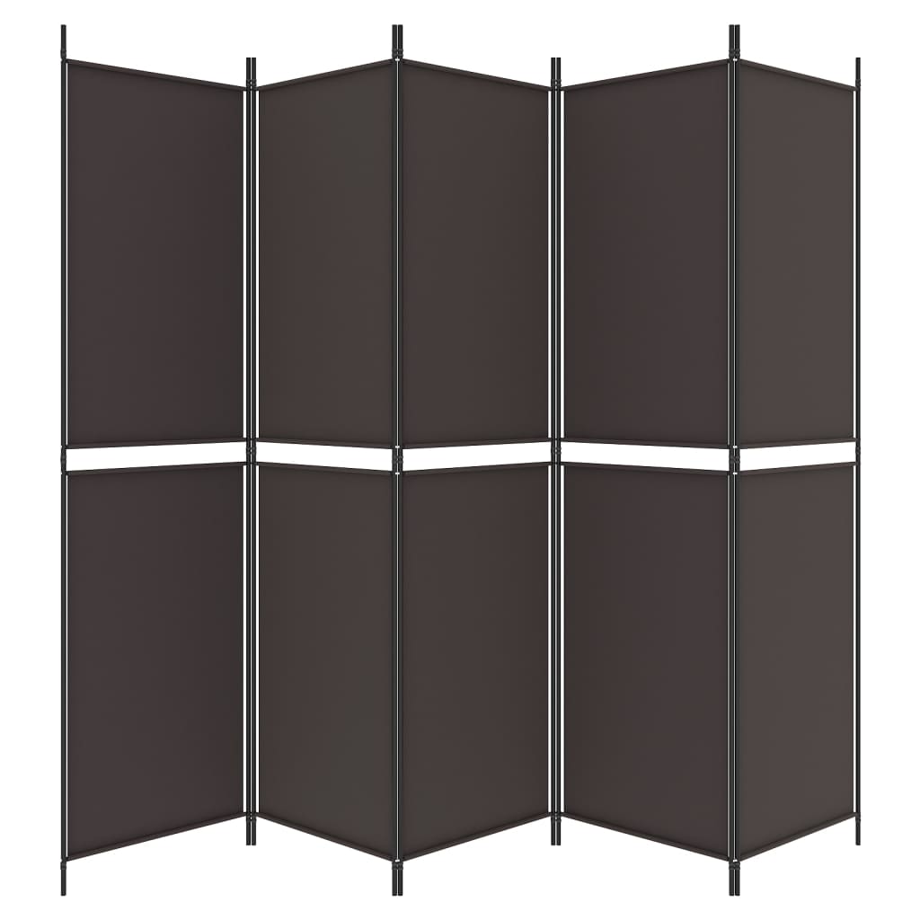 vidaXL 5-Panel Room Divider Brown 250x200 cm Fabric