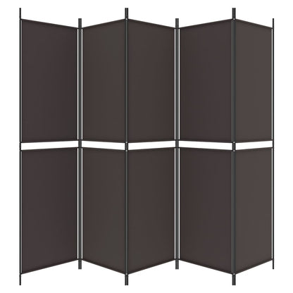 vidaXL 5-Panel Room Divider Brown 250x200 cm Fabric