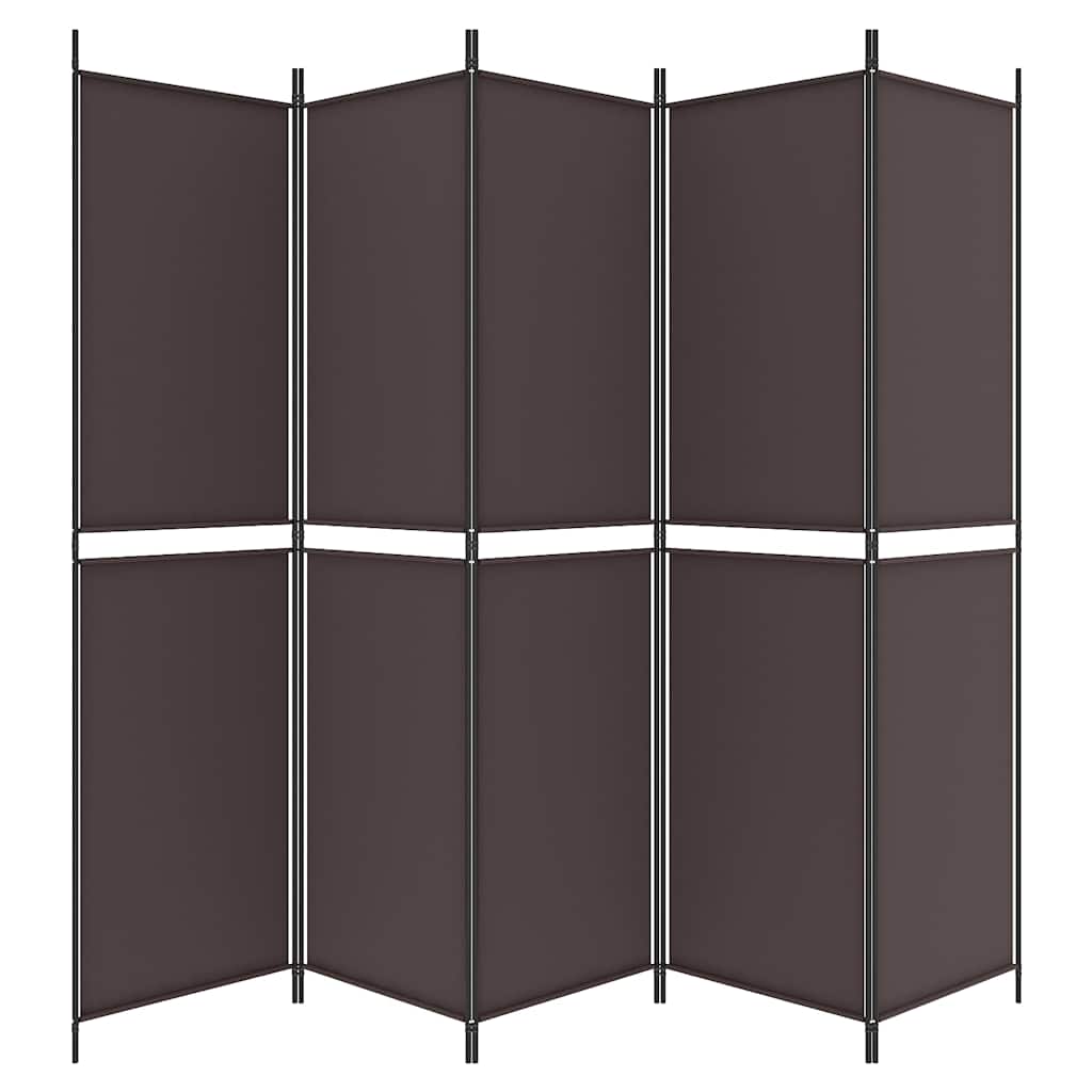 vidaXL 5-Panel Room Divider Brown 250x200 cm Fabric