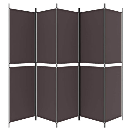 vidaXL 5-Panel Room Divider Brown 250x200 cm Fabric