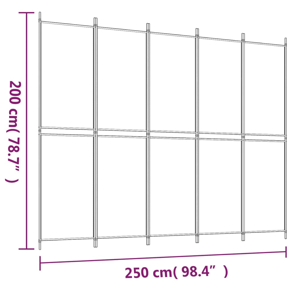vidaXL 5-Panel Room Divider Anthracite 250x200 cm Fabric