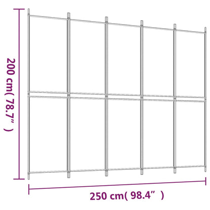 vidaXL 5-Panel Room Divider Anthracite 250x200 cm Fabric