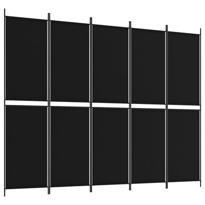 vidaXL 5-Panel Room Divider Black 250x200 cm Fabric