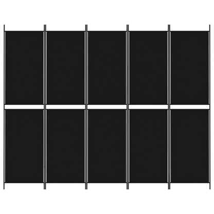 vidaXL 5-Panel Room Divider Black 250x200 cm Fabric