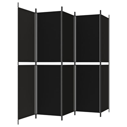 vidaXL 5-Panel Room Divider Black 250x200 cm Fabric
