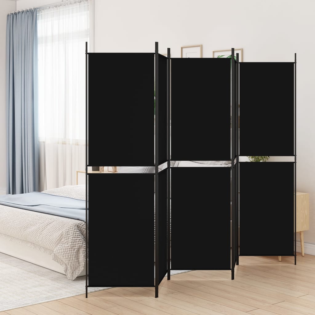 vidaXL 5-Panel Room Divider Black 250x200 cm Fabric