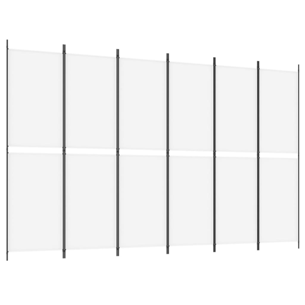 vidaXL 6-Panel Room Divider White 300x200 cm Fabric