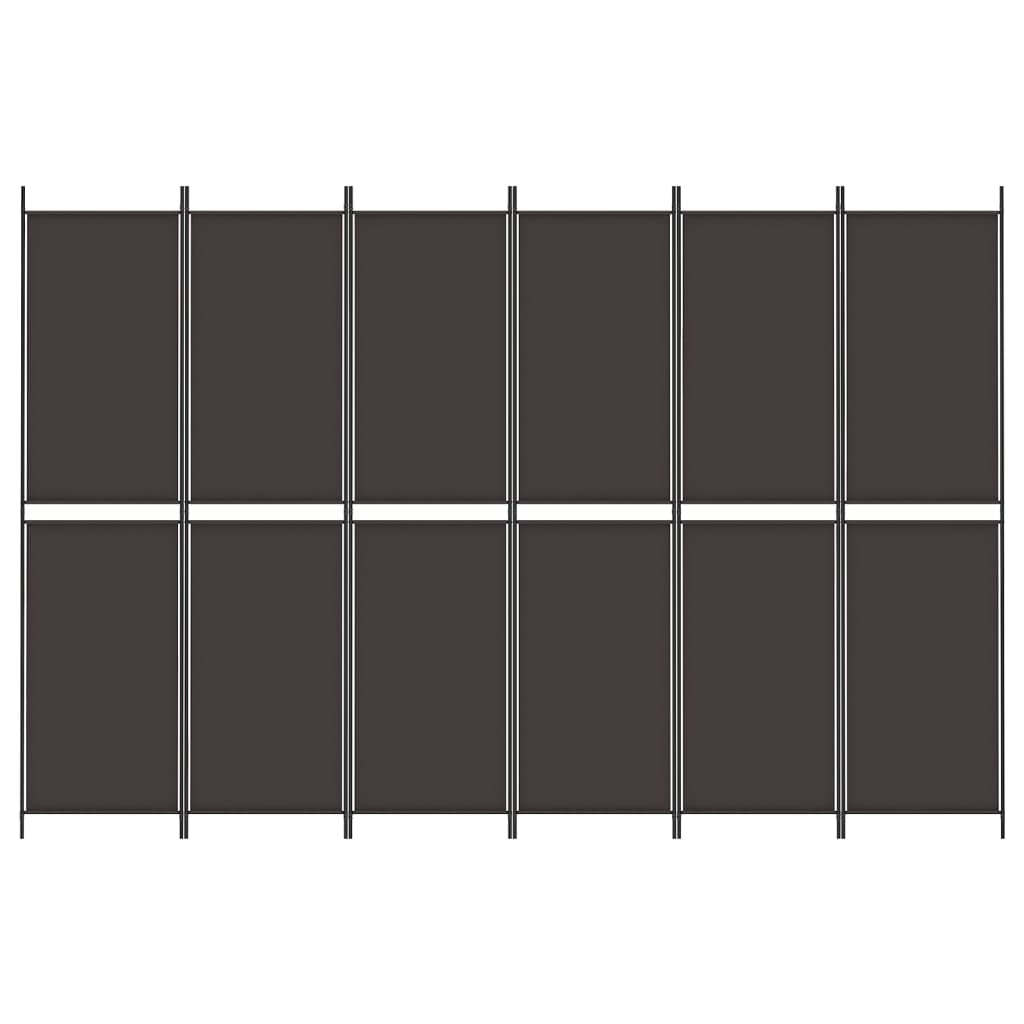 vidaXL 6-Panel Room Divider Brown 300x200 cm Fabric