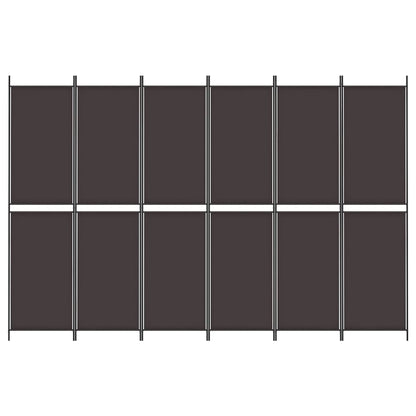 vidaXL 6-Panel Room Divider Brown 300x200 cm Fabric