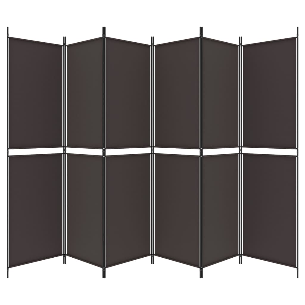 vidaXL 6-Panel Room Divider Brown 300x200 cm Fabric