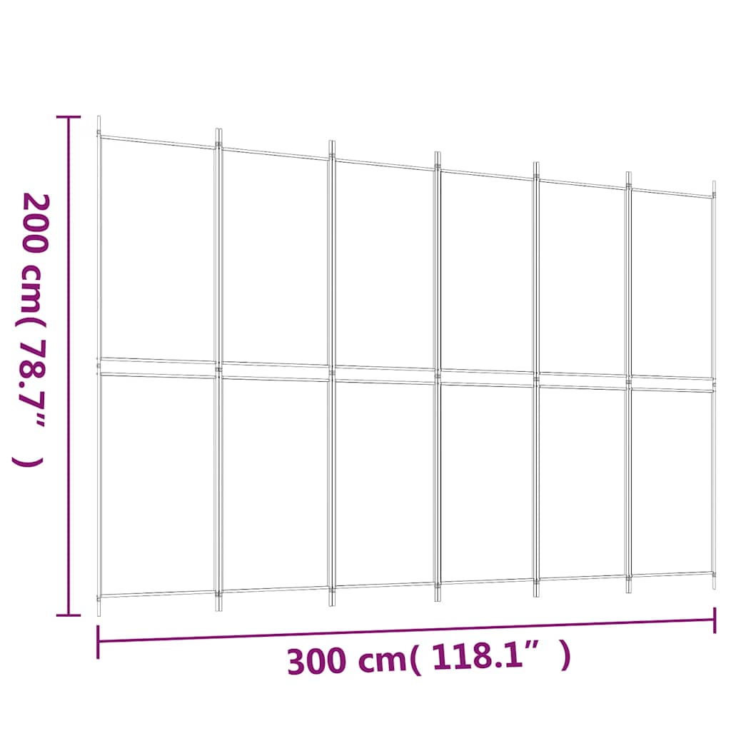 vidaXL 6-Panel Room Divider Brown 300x200 cm Fabric