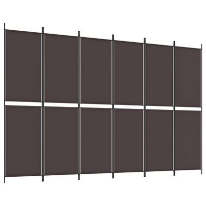 vidaXL 6-Panel Room Divider Brown 300x200 cm Fabric