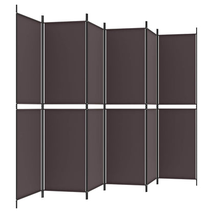 vidaXL 6-Panel Room Divider Brown 300x200 cm Fabric