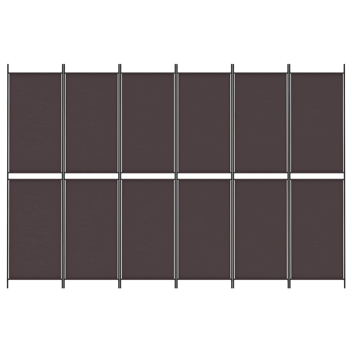 vidaXL 6-Panel Room Divider Brown 300x200 cm Fabric