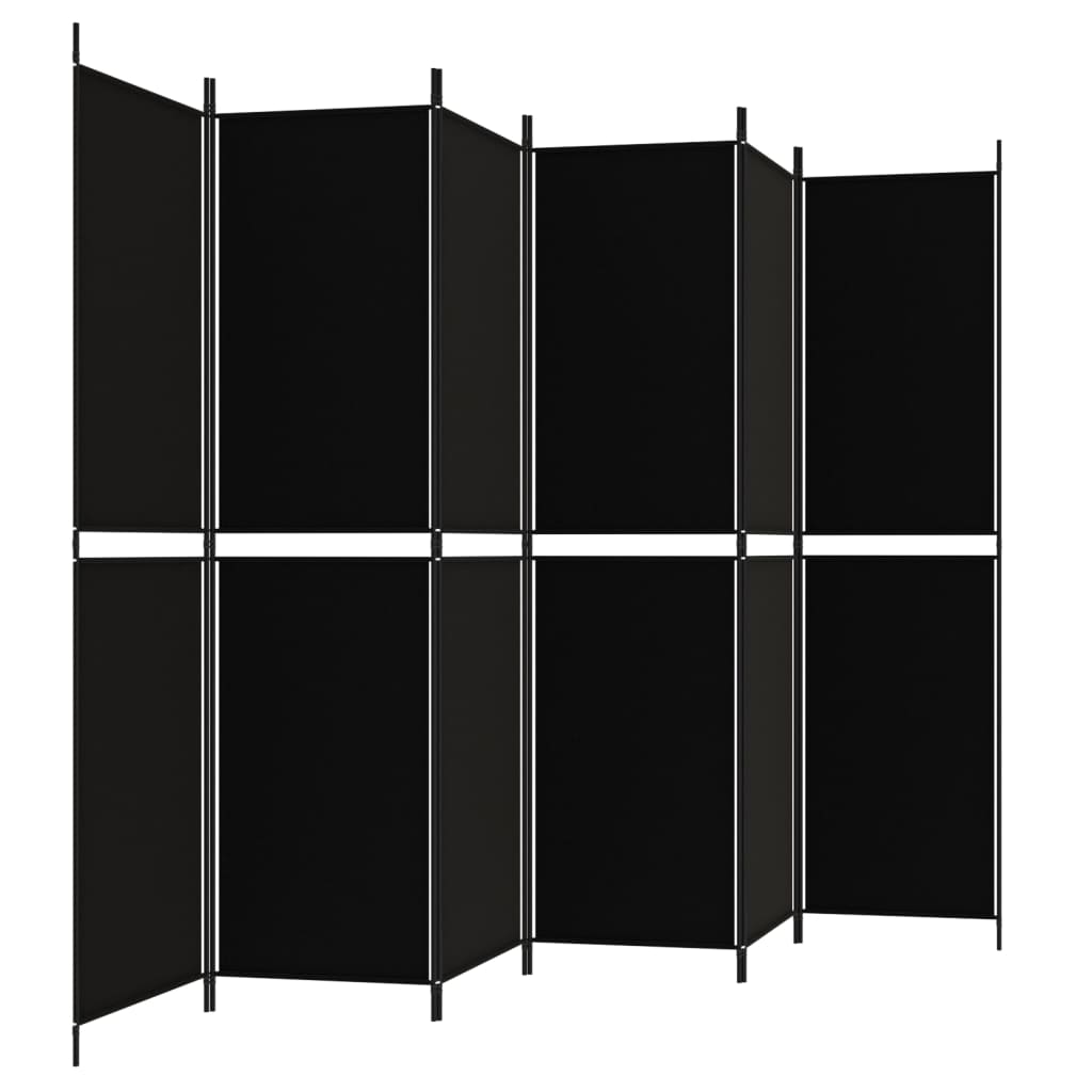 vidaXL 6-Panel Room Divider Black 300x200 cm Fabric