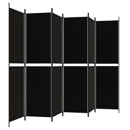 vidaXL 6-Panel Room Divider Black 300x200 cm Fabric
