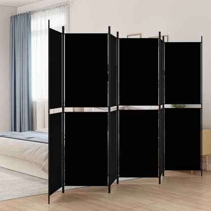 vidaXL 6-Panel Room Divider Black 300x200 cm Fabric