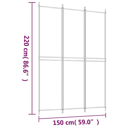 vidaXL 3-Panel Room Divider Brown 150x220 cm Fabric