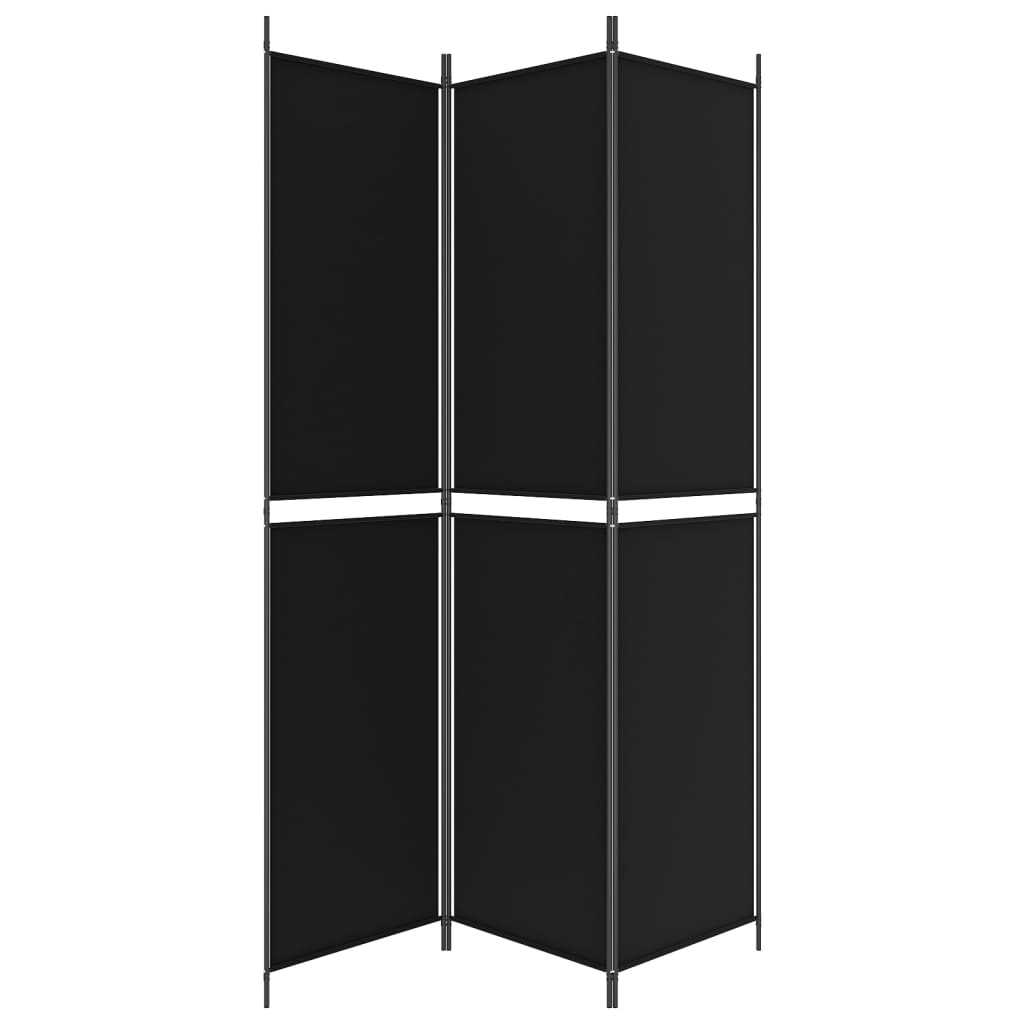vidaXL 3-Panel Room Divider Black 150x220 cm Fabric