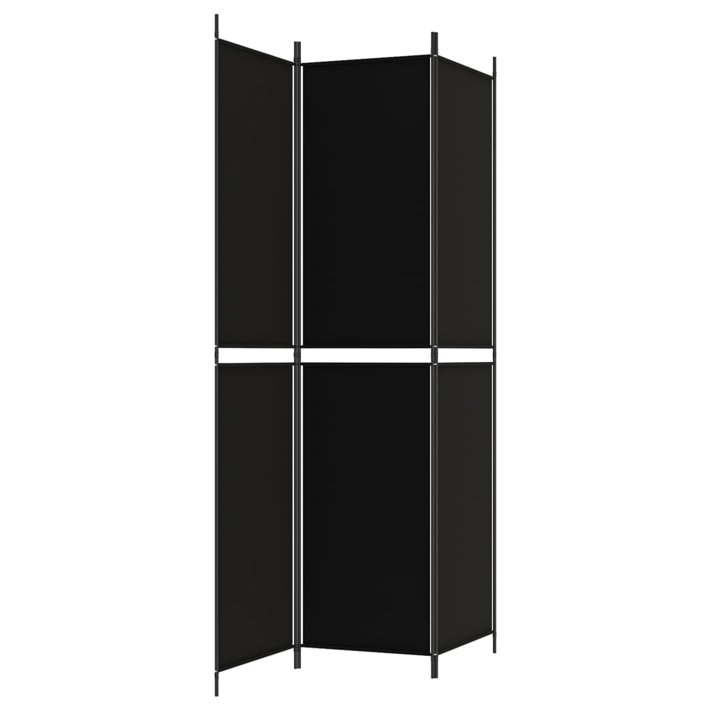 vidaXL 3-Panel Room Divider Black 150x220 cm Fabric
