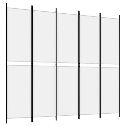 vidaXL 5-Panel Room Divider White 250x220 cm Fabric