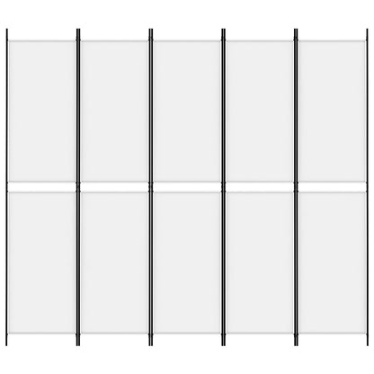 vidaXL 5-Panel Room Divider White 250x220 cm Fabric