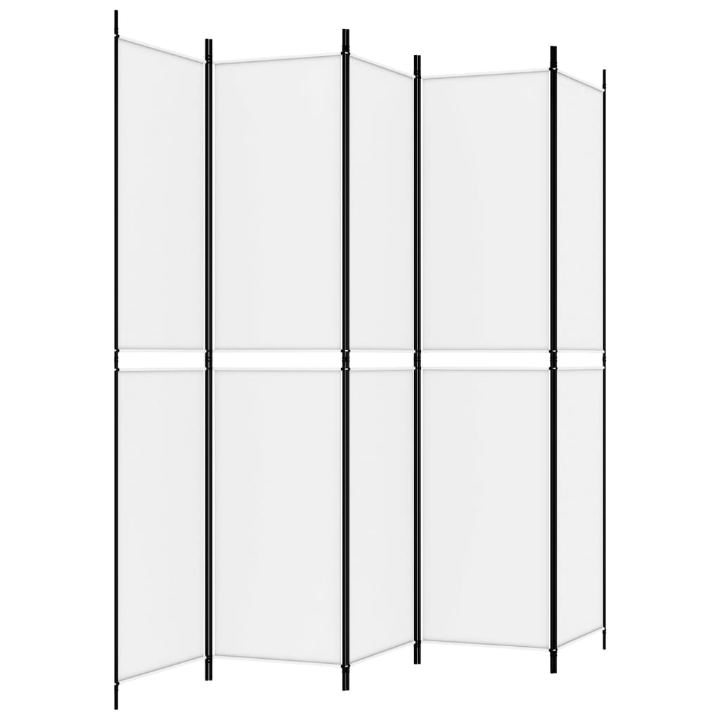 vidaXL 5-Panel Room Divider White 250x220 cm Fabric
