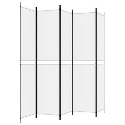 vidaXL 5-Panel Room Divider White 250x220 cm Fabric