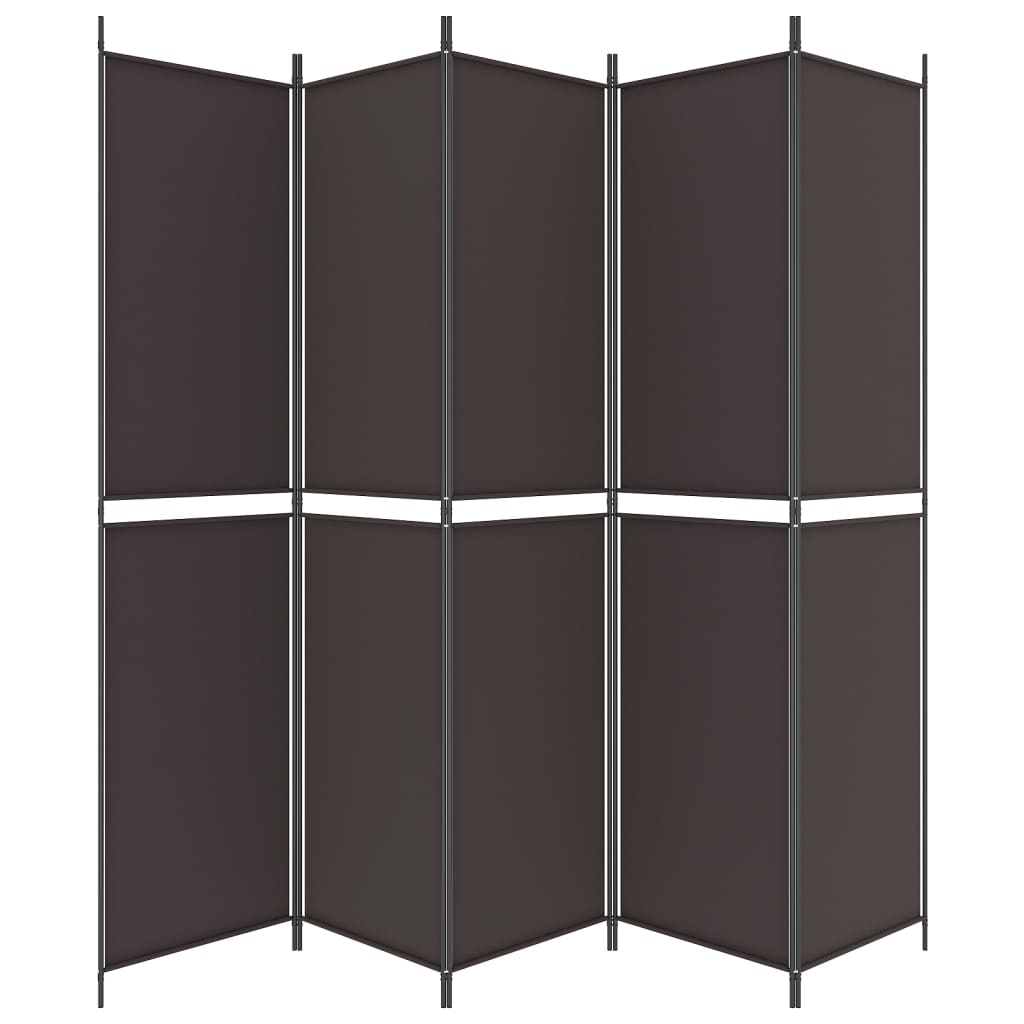 vidaXL 5-Panel Room Divider Brown 250x220 cm Fabric