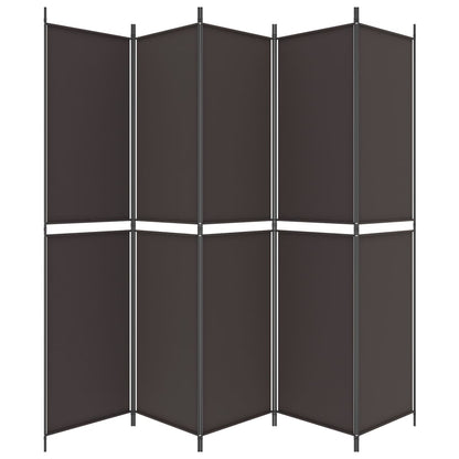 vidaXL 5-Panel Room Divider Brown 250x220 cm Fabric