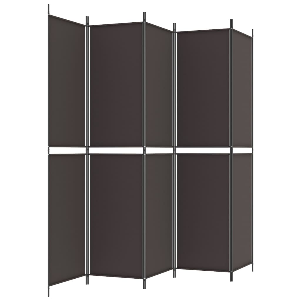 vidaXL 5-Panel Room Divider Brown 250x220 cm Fabric