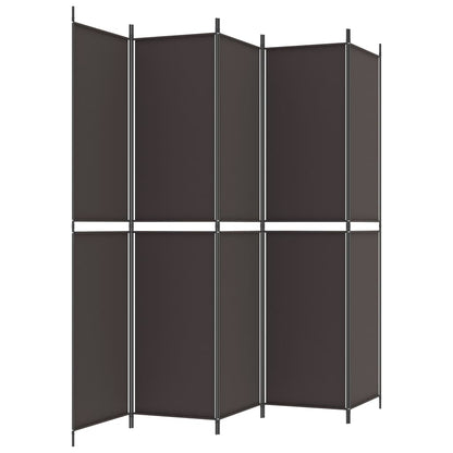 vidaXL 5-Panel Room Divider Brown 250x220 cm Fabric