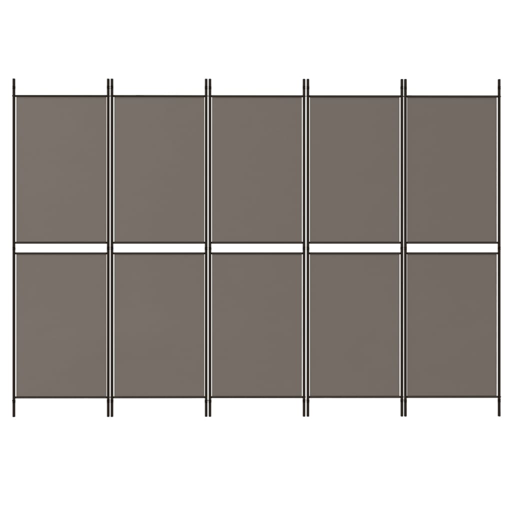 vidaXL 5-Panel Room Divider Anthracite 250x220 cm Fabric