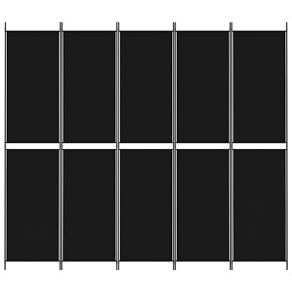 vidaXL 5-Panel Room Divider Black 250x220 cm Fabric