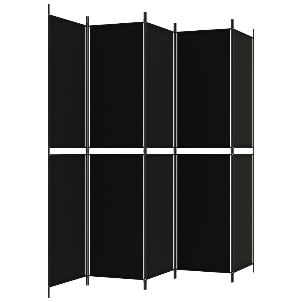 vidaXL 5-Panel Room Divider Black 250x220 cm Fabric