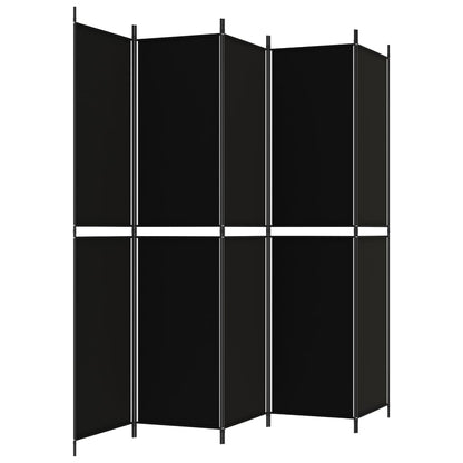 vidaXL 5-Panel Room Divider Black 250x220 cm Fabric