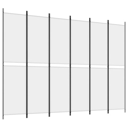 vidaXL 6-Panel Room Divider White 300x220 cm Fabric