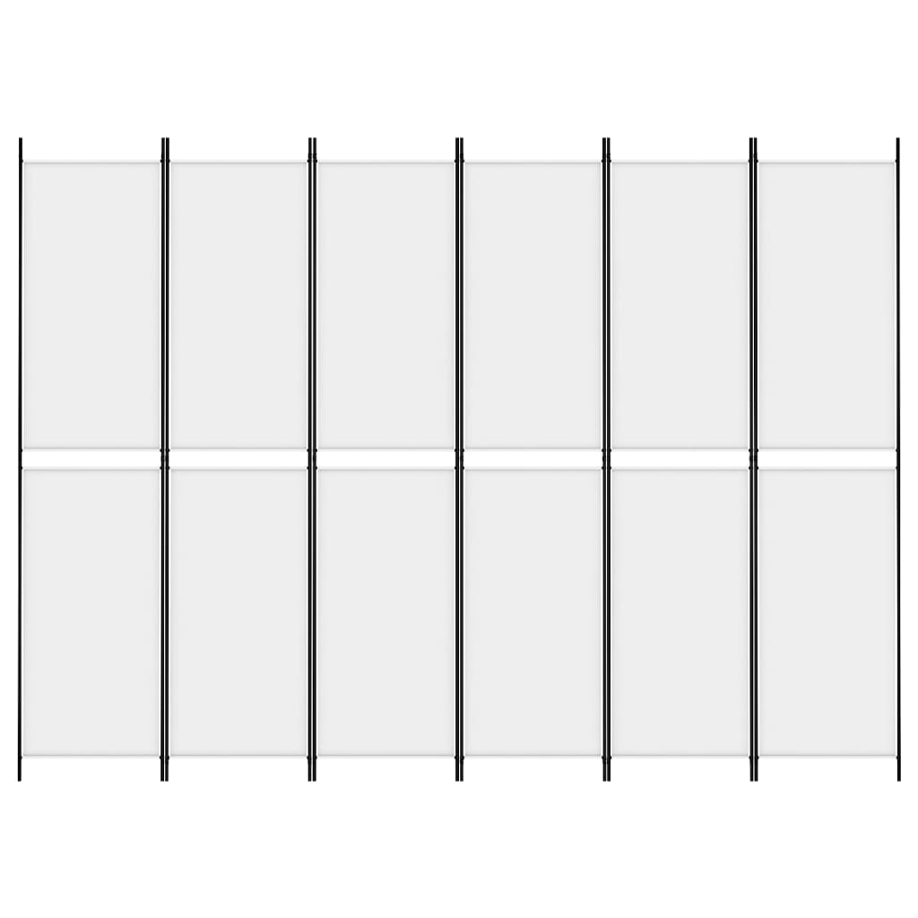 vidaXL 6-Panel Room Divider White 300x220 cm Fabric