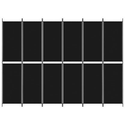 vidaXL 6-Panel Room Divider Black 300x220 cm Fabric